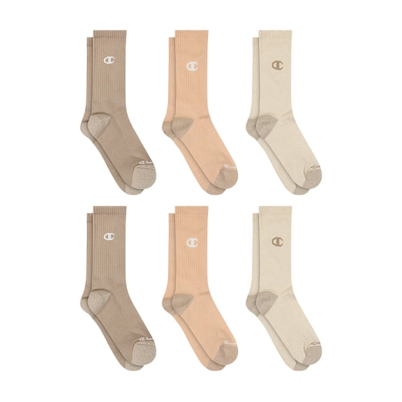 Champion Women’s Cotton Flex Cushion Crew Socks, 6 Pack, Sizes 4-10