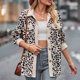 thumbnail image 5 of Camisa Chaqueta de leopardo para mujer, chaqueta holgada con cuello vuelto, chaquetas de gran tamaño para mujer Ygjytge Beige T S para Mujer, 5 of 6