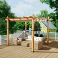 thumbnail image 6 of WildBreak Outdoor Pergola 10 x10 Feet, Wood Grain Metal, with Retractable Canopy, Khaki, 6 of 7