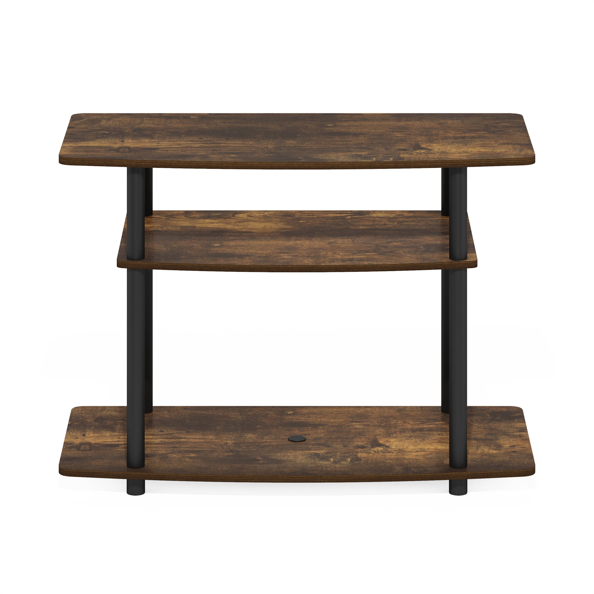 Furinno TURN-N-TUBE No Tools 3-Tier TV Stands in Amber Pine/Black