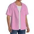 thumbnail image 2 of Wukai Pink Men's Casual Short-Sleeve Button Down Shirt,Cuban Shirts for Men,Mens Short Sleeve Dress Shirts-3X-Large, 2 of 5