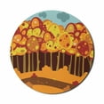 thumbnail image 1 of Woodland Mouse Pad for Computers, Forest in Autumn Cartoon Composition Simplistic Nature, Round Non-Slip Thick Rubber Modern Gaming Mousepad, 8" Round, Yellow Vermilion, by Ambesonne, 1 of 2