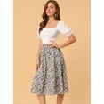 thumbnail image 4 of Unique Bargains Jupe Midi Décontractée à Imprimé Floral Évasée pour Femme,, 4 of 6