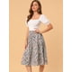 thumbnail image 4 of Allegra K Falda Midi Para Mujer Faldas Con Gradas Casuales Con Cintura Elástica Y Una Línea Rosa XS, 4 of 6
