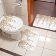 thumbnail image 5 of Brown Eucalyptus Leaves Bathroom Rugs Set Summer Farmhouses Botanical Non Slip Absorbent Soft Bath Mats 3 Piece Set with Bathroom Rug, U-Shaped Floor Mat, Toilet Seat Cover Small Size, 5 of 9