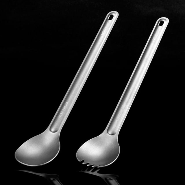 Poignée Longue Cuillère de Pique-Nique de Randonnée Portable Longue Poignée Cuillère de Table d'Escalade Portable Couverts Cuisine Extérieure Accessoires Type 2