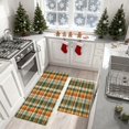 thumbnail image 6 of Farmhouse Orange Green Brown Plaid Kitchen Mat Set of 2, Non Slip Absorbent Washable Kitchen Rugs 17"x28" and 17"x48", Low Profile Runner Rug for Kitchen Sink Laundry Room, Rustic Decor, 6 of 6