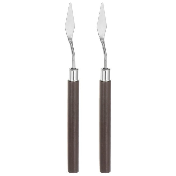 Uxcell 2 Packs 10mm Width No.7 Stainless Steel Palette knife Spatula Oil Painting Knife Red Wood Handle