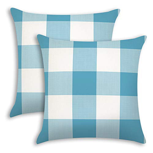 TEALP Plaid Throw Pillow Cover Linen Cotton Decorative Pillow Case Home Sofa Cus 