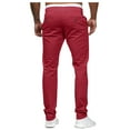 thumbnail image 4 of MRULIC jeans for men Slim Waist Full Trousers Men's Casual Solid Mid Pocket Length Fashion Pant Men's pants Men Casual Pants Pink + L, 4 of 9