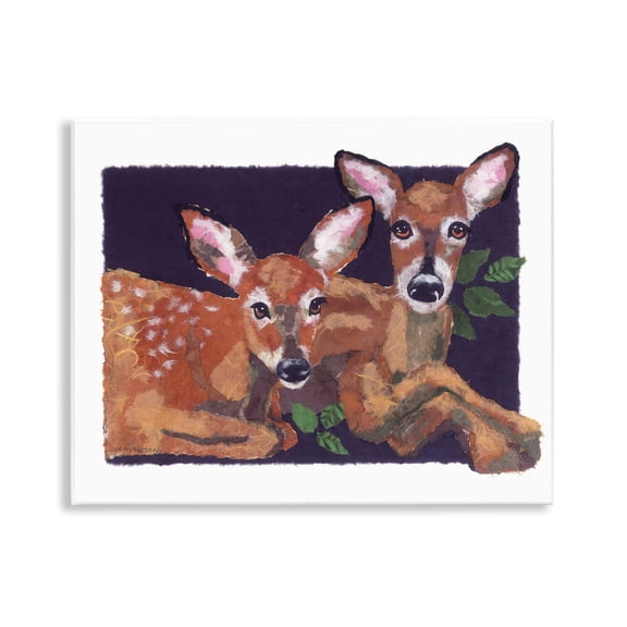 Stupell Industries Fawn Siblings Portrait Animals & Insects Painting Unframed Art Print Wall Art, 14 x 11