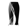 thumbnail image 4 of Mrat Women's Printed Elastic Straight Yoga Jogger Running Casual Capris Ladies Comfy Athletic Sweatpants with Pockets Black_AA XL, 4 of 5