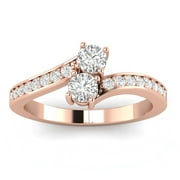 1/4ctw Diamond Two Stone Ring in 10k Rose Gold (G-H, I2-I3, 1/4ctw)