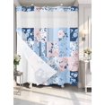 thumbnail image 4 of Pink Floral Blue No Hook Shower Curtain Waterproof, Bathroom Curtains with Snap in Liners and See Through Top Window, Farmhouse Botanical Vintage Leaves Hotel Style Bathtub Curtains Shower 72"Wx78"L, 4 of 8