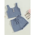 thumbnail image 3 of Bagilaanoe 2pcs Little Girls Short Pants Set Sleeveless Vest Tops + Shorts 4T 5T 6T 7T 8T Kids Casual Summer Outfits, 3 of 7
