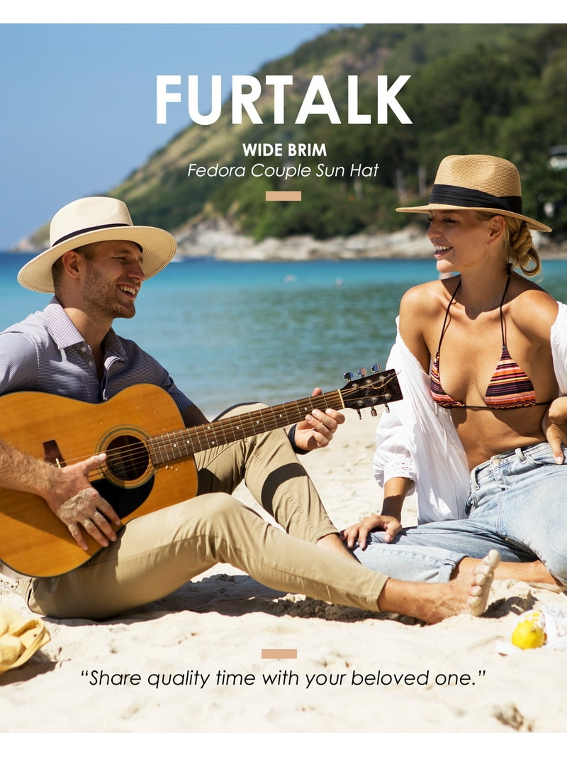 Panama Hat Sun Hats for Women Men Wide Brim Fedora Straw Beach Hat UV UPF 50 Panama Hat Sun Hats for Women Men Wide Brim Fedora Straw  main image 2