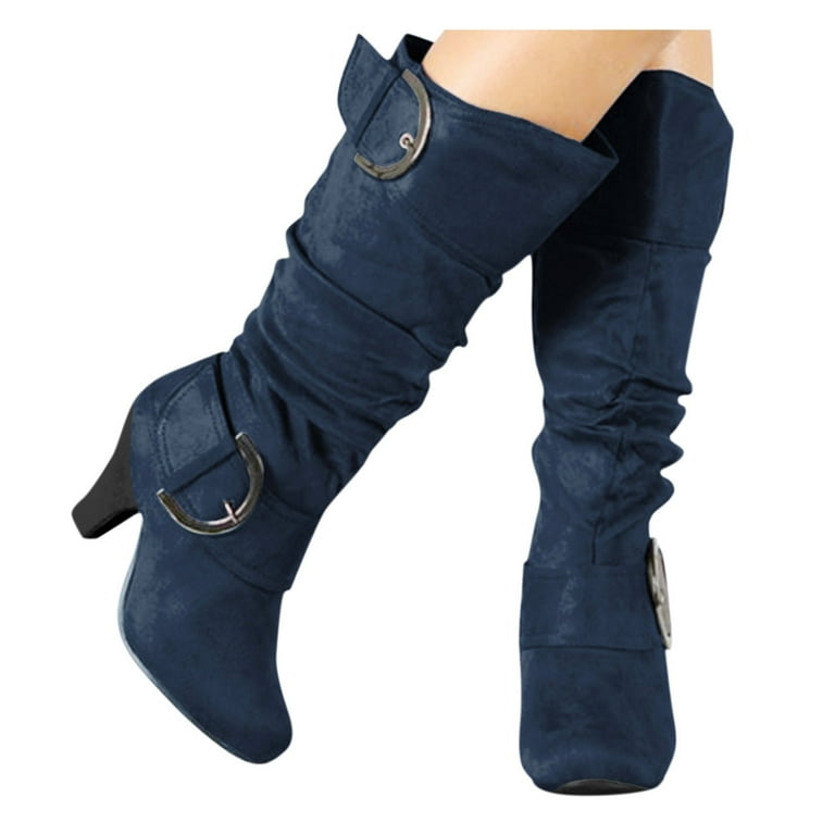Navy verse long boots ladies