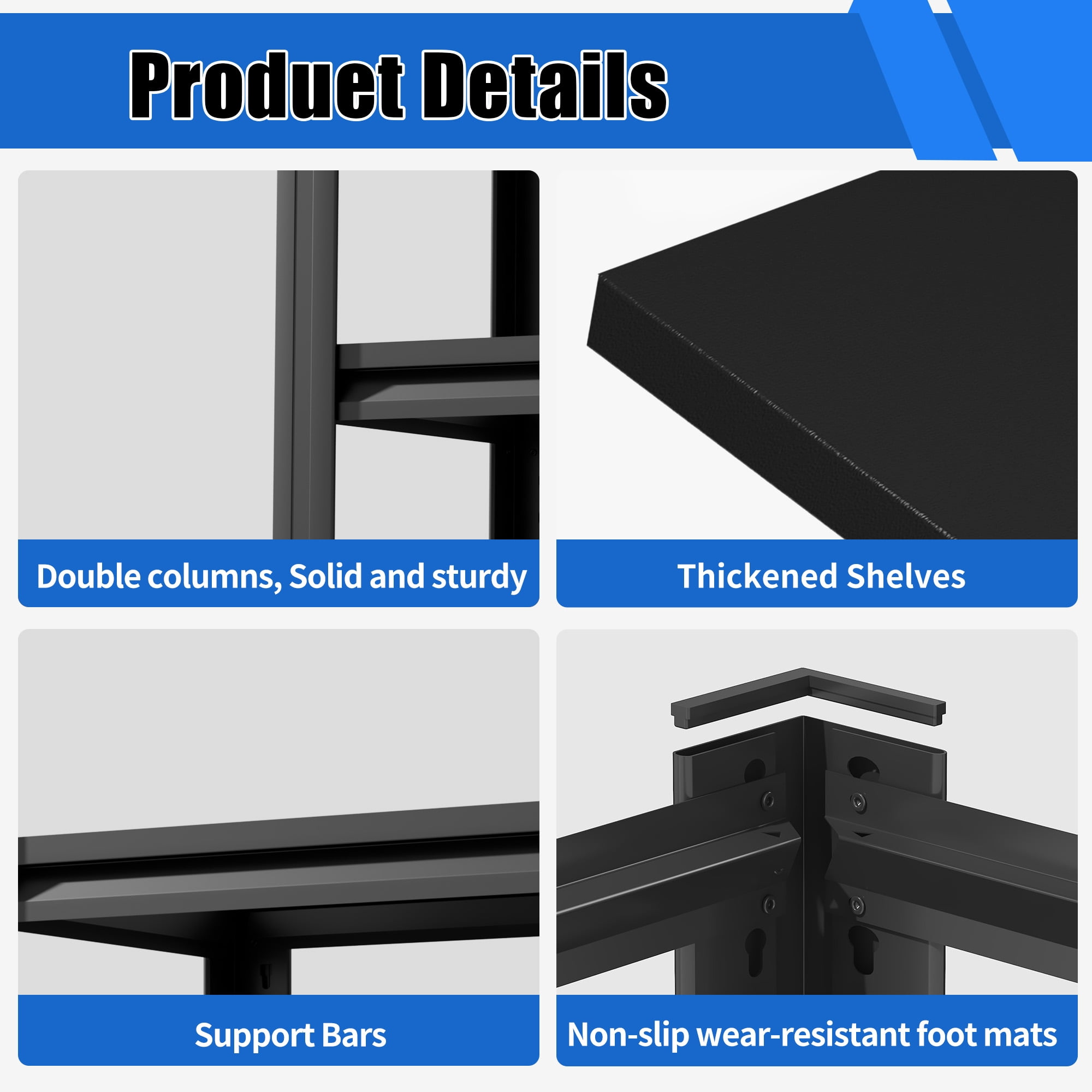 34x18x31-Inch Metal Fish Tank Stand for 20-30 Gallon Aquarium, Adjustable 3-Tier Heavy Duty Rack and Storage Shelf for Home Office, Black