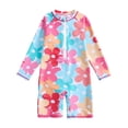 thumbnail image 4 of Girls Rash Guard Swimming Bathing Suit Long Sleeve Sun Protection Hawaiian Ruffle Beach Swimsuit Bikini 3-4 Years, 4 of 9