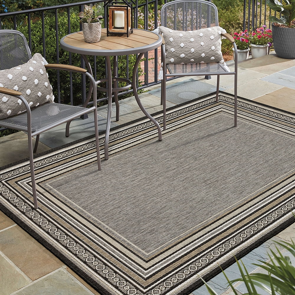 Mohawk Home Islamorada Stripe Outdoor Area Rug, Dark Grey, 10' x 13'