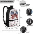 thumbnail image 3 of Pzuqiu American Flag Bow Backpack for Girls 6-8 with Lunch Box, Water Bottle Sleeve, Pencil Case & Keychain, 5-Piece Set Kawaii 17 Inch Large Capacity Bookbag for Back to School Supplies, 3 of 6