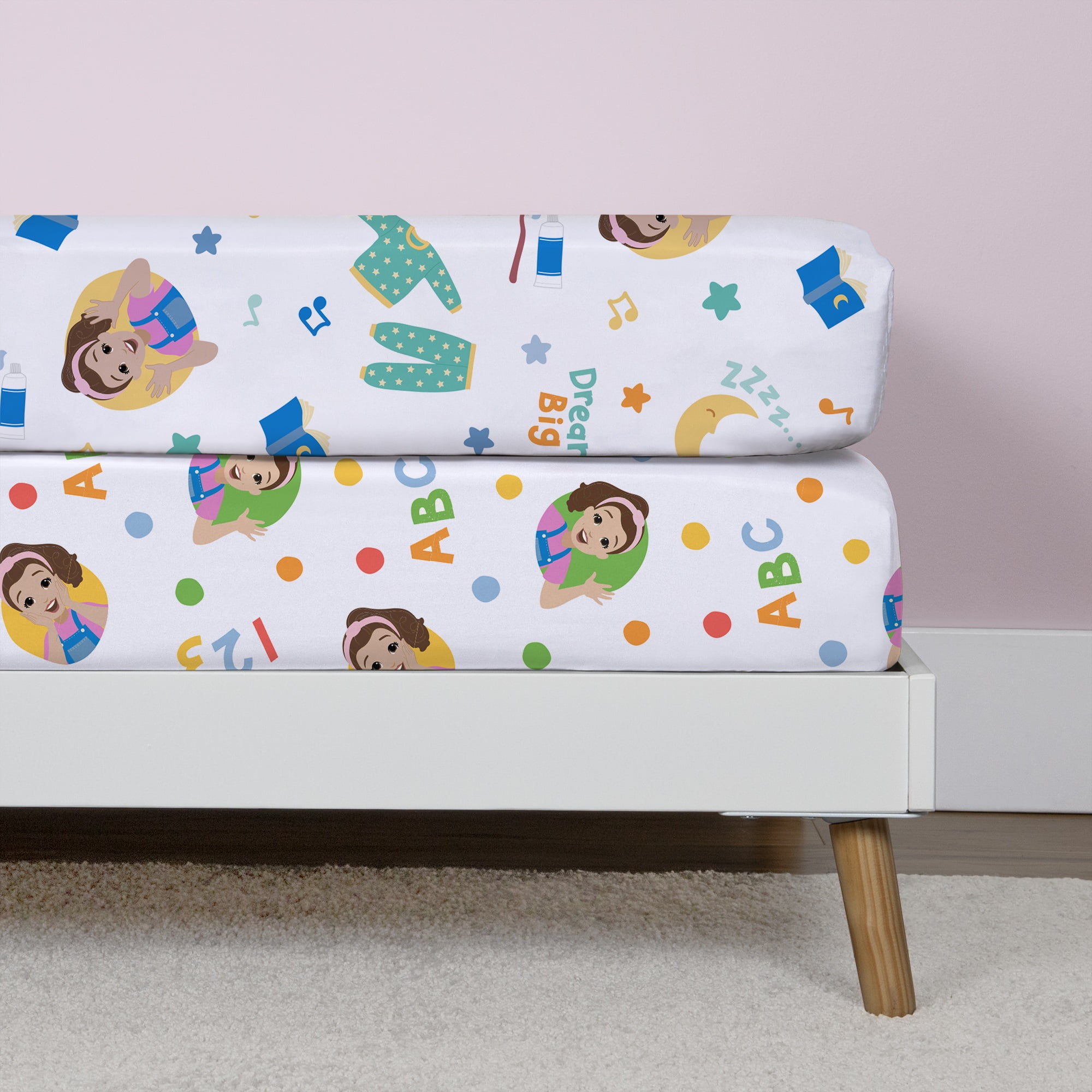 NoJo Ms. Rachel Toddler 2-Piece Unisex Fitted Bed Sheet Set