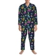 thumbnail image 3 of Fotbe Monster Pizza Pattern Long Sleeve Pajama Set for Men,Sleepwear Set,2-piece Loungewear Set,Soft PJs Comfy Nightwear with Pockets-XX-Large, 3 of 7