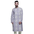thumbnail image 1 of Atasi Printed Kurta For Men Mandarin Collar Cotton Poplin Casual Kurta Shirt, 1 of 7