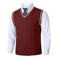 thumbnail image 4 of YMNXA Mens Sweaters Vest Sleeveless V Neck Solid Color Knitted Comfortable Slim Fit Top For Casual Daily Wear Red M, 4 of 8