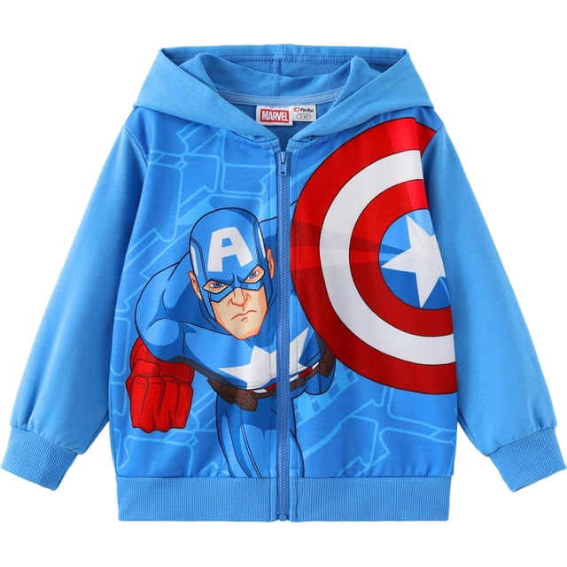 Sudadera con Capucha con Cierre para Niños Marvel Capitán América Azul Talla 8-9