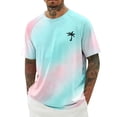 thumbnail image 2 of Mens Summer Tops Palm Tree Print Short Sleeve Crewneck Lightweight Tee Shirts Mint Green L, 2 of 4