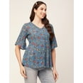 thumbnail image 4 of Moomaya Women Printed Summer Tunic Top V Neck Button Down Flutter Elbow Sleeves Flared Top, 4 of 8