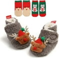 thumbnail image 2 of Infant Baby Slippers, Girls Boys Booties, Warm Baby Socks Shoes, Newborn Crib Shoes, Christmas Baby Footwear Prewalkers, 2 of 7