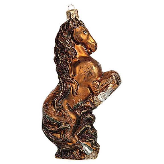 Brown Jumping Horse Polish Blown Glass Christmas Ornament Tree Decoration