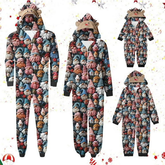 Odeerbi Christmas Onesie Pajamas for Family Holiday Sleep Jumpsuit Long Sleeve Family Christmas Pajamas Matching Sets Dad Fashion Lattice Print Plush Jumpsuit Sleepwear PJs Set Pink