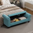 thumbnail image 3 of Modern Velvet Upholstered End of Bed Bench, Button Tufted Chaise Lounge Storage Ottoman with Backrest and Armrest for Bedroom Living Room, 3 of 11