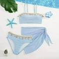 thumbnail image 5 of UngA Girl's 3 Piece Swimsuits High Waisted Bikini Bathing Suit for Girls Swimwear with Mesh Cover Ups Skirt (Sky Blue,8-9 Years), 5 of 9