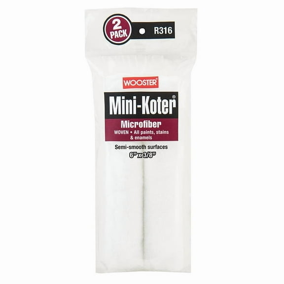 Wooster R316-6 6 x 0.375 in. Mini-Koter Microfiber Roller, Pack of 2
