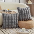 thumbnail image 2 of Wishrage Faux Fur Plush Throw Pillow Covers 18x18 Inch Set of 2 - Square Decorative Pillowcase Checkered Soft Fuzzy Cozy Cushion Case for Couch,Sofa,Living Room, 2 of 5