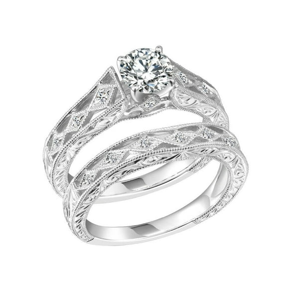 MDEAN Wedding Band Set Sterling Silver