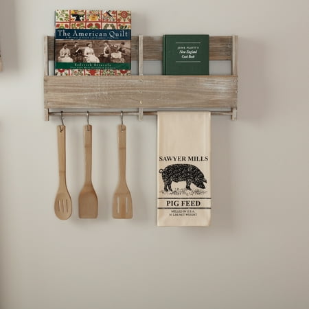- Antique Creme White Farmhouse Housewarming Tabletop Kitchen Miller Farm Pig Fabric Loop Cotton Stenciled Muslin Nature Print Kitchen Towel