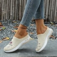 thumbnail image 6 of Dakaela Mules for Women 2026 Summer Woven Slip on Walking Sneakers Flower Embroidery Orthopedic Closed Toe Slides with Arch Support Beige 6, 6 of 9