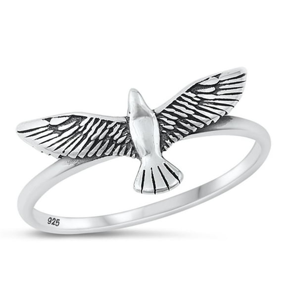 Unique Falcon Soaring Ring .925 Sterling Silver Eagle Band Jewelry Female Male Unisex Size 4