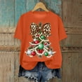 thumbnail image 2 of Dmsael Funny Christmas Shirt Christmas Shirts for Women Short Sleeve Round Neck Xmas Tree Print Fall Funny Party Shirts Loose Fit Fashion Tops Orange,S, 2 of 6