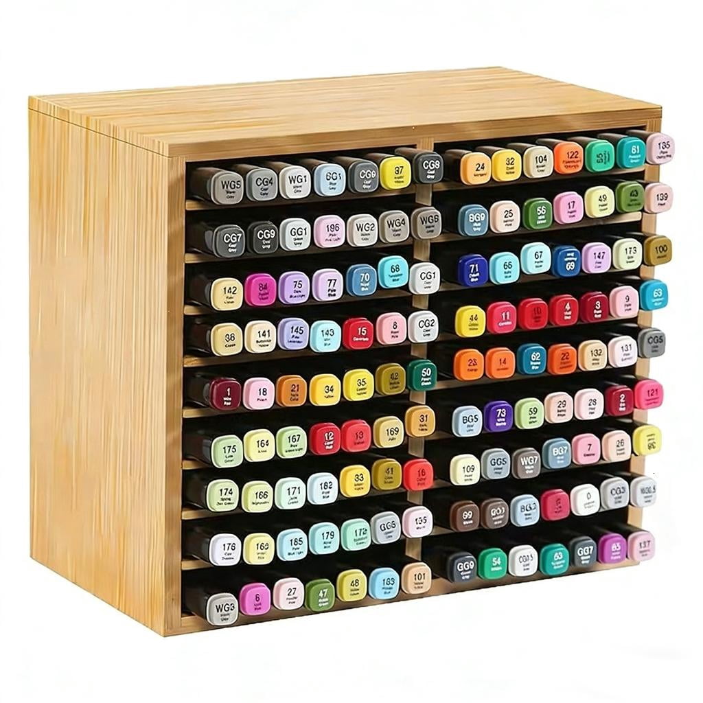HannLk Wooden Marker Pen Holder Organizers With Multiple Compartments