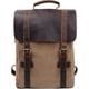 thumbnail image 1 of Updated Double Zipper Version Unisex Vintage Canvas Genuine Leather Travel School Bag 15.6 Laptop Backpack Rucksack Daypack Casual Daypacks (Brown-1), 1 of 4