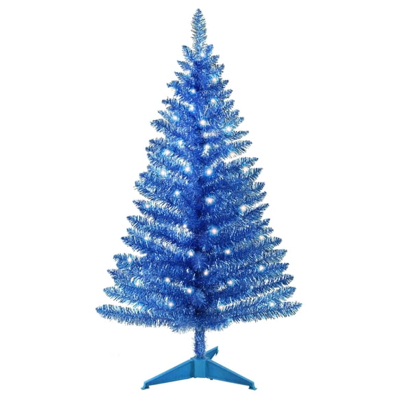 Árbol de Navidad con forma de guirnalda, 1,2 m, color azul y pino, con luces