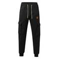 thumbnail image 4 of Baggy Cargo Sweatpants for Men Drawstring Waist Joggers with Pockets Soft Athletic Workout Track Pants Black 2XL, 4 of 4
