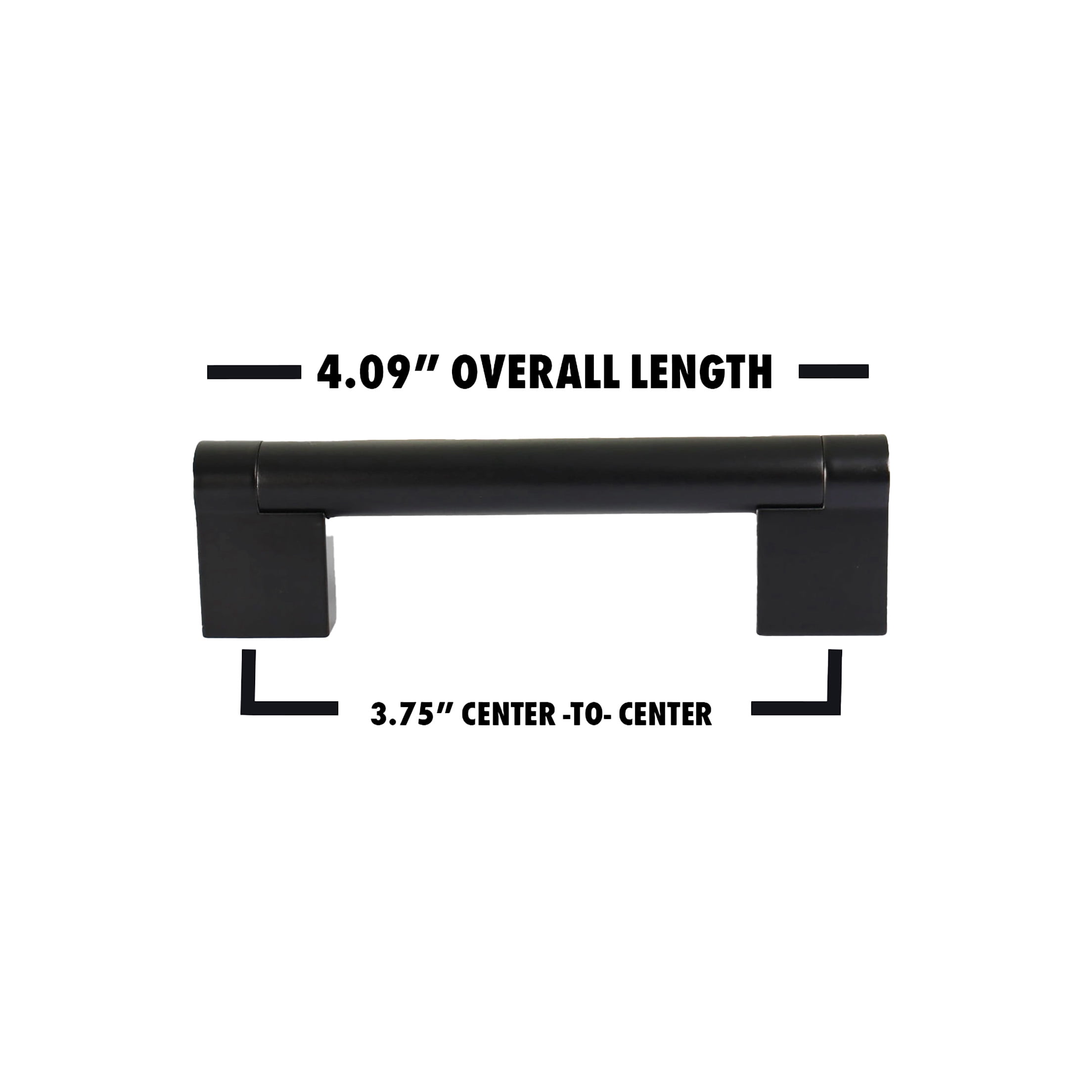 Würth Matte Black Round Handle Rectangular Pull 3.75", 10 pack