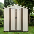 thumbnail image 6 of Outdoor Storage Sheds with Door 5FTx3FT Pent Roof Metal Garden Tool Storage for Backyard Beige, 6 of 6